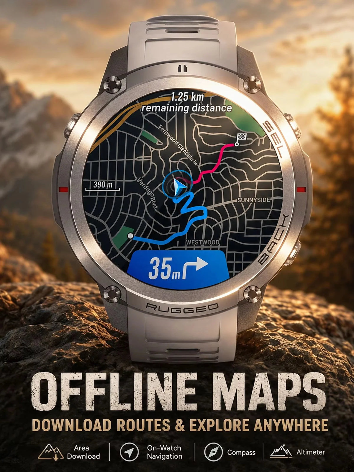 2026 NUOVO Smartwatch con Mappe Offline per Uomo, Display AMOLED HD da 1,43 Pollici, GPS Esterno Integrato, Bussola, Altimetro, Impermeabile 5ATM, Orologio Sportivo per Nuoto, Ciclismo e Corsa