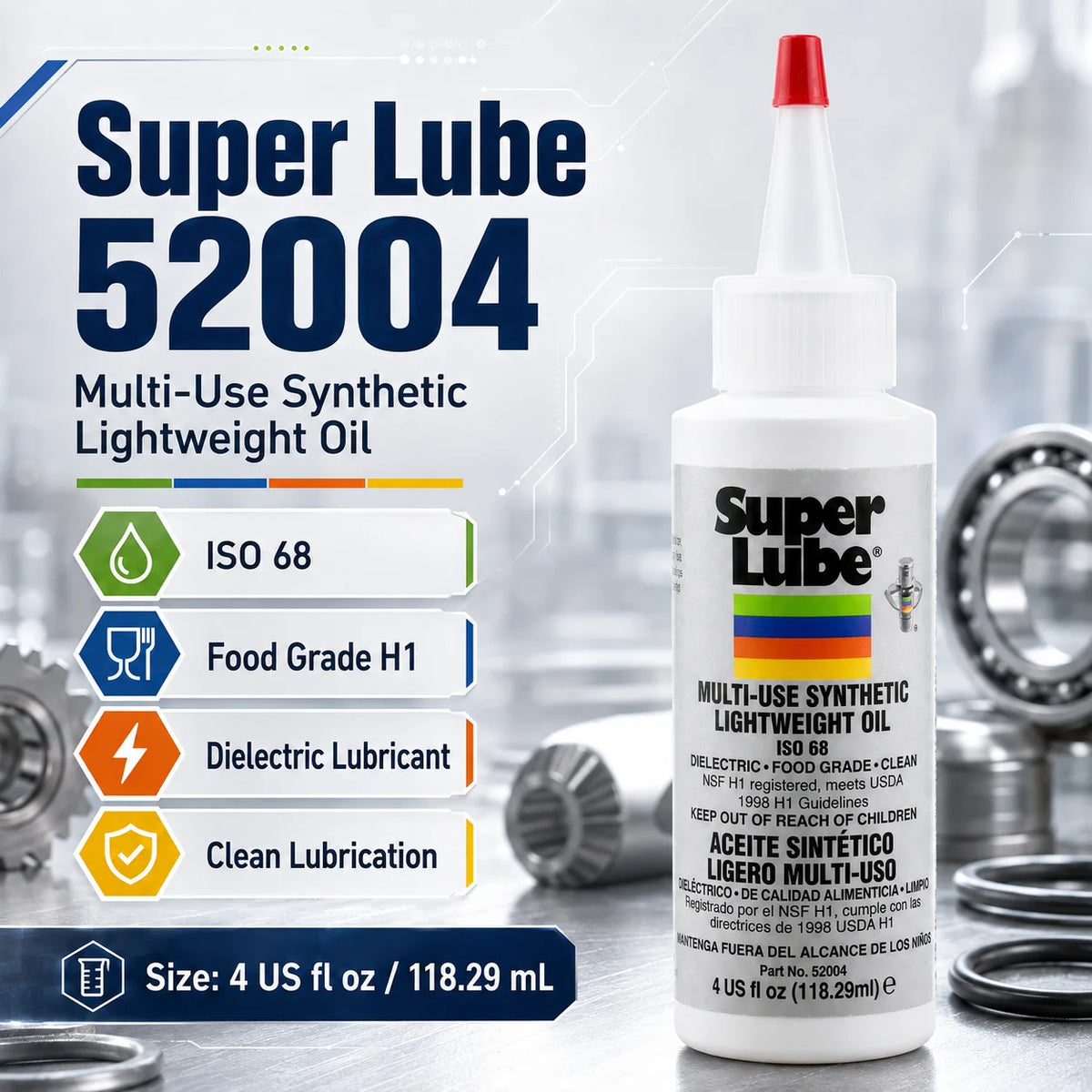 Super Lube 52004 Olio Sintetico Leggero ISO 68 Lubrificante Multiuso per Stampanti 3D, Cuscinetti e Guide