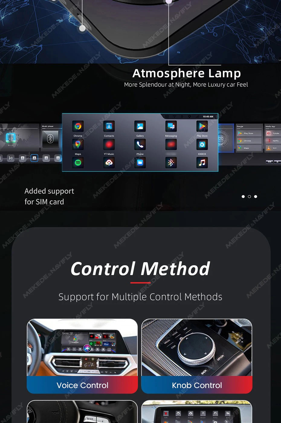 Mekede Android 13, processore a 8 core, 8 GB di RAM, 128 GB di memoria, TV box portatile, CarPlay wireless, Android Auto wireless, navigazione GPS, menu multimediale, equalizzatore, compatibile con BMW ID6, ID7, ID8, ID9, sup