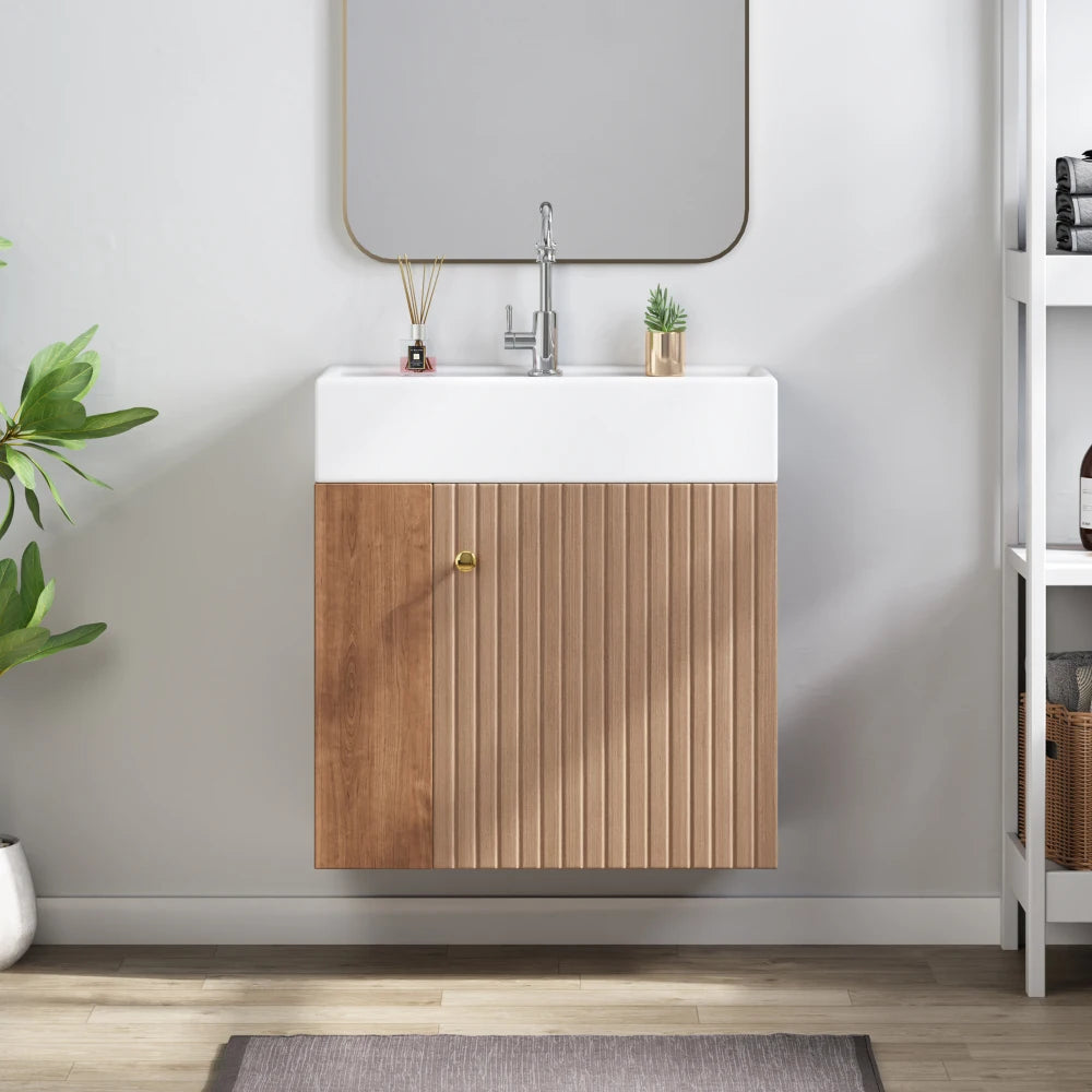 Mobile bagno sospeso con lavabo 55 × 31 × 66,5 cm e vani laterali
