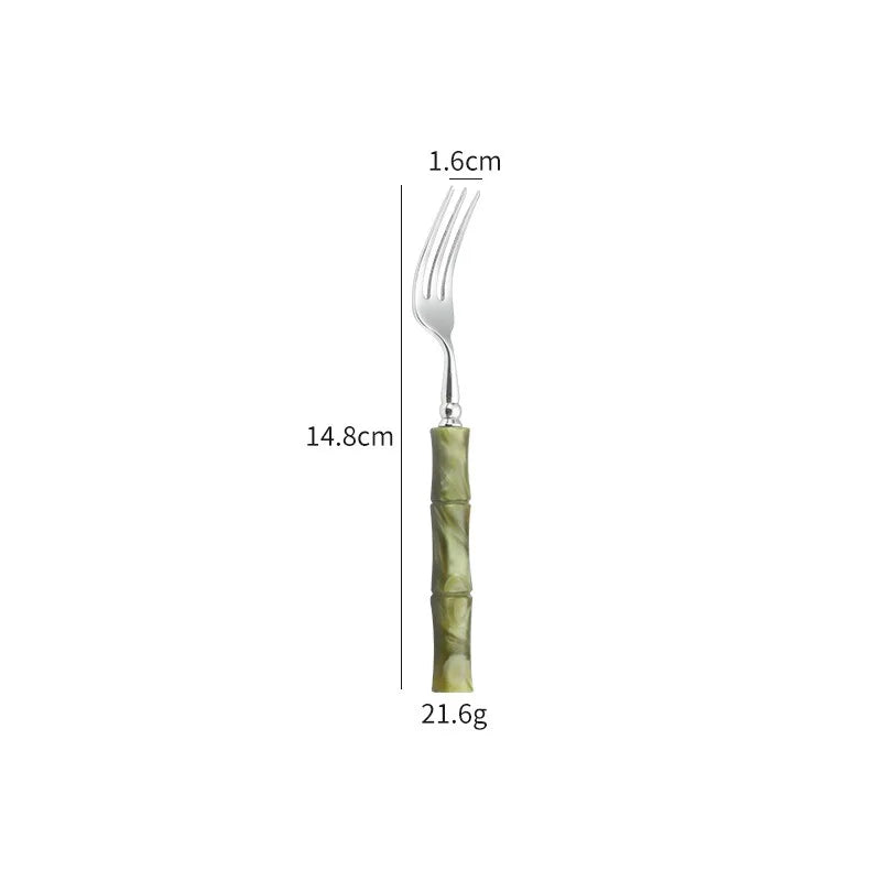 Nuovi posate in resina stile bambù 18/10 in acciaio inossidabile 304 posate classiche set di stoviglie argento blu verde crema trasporto di goccia