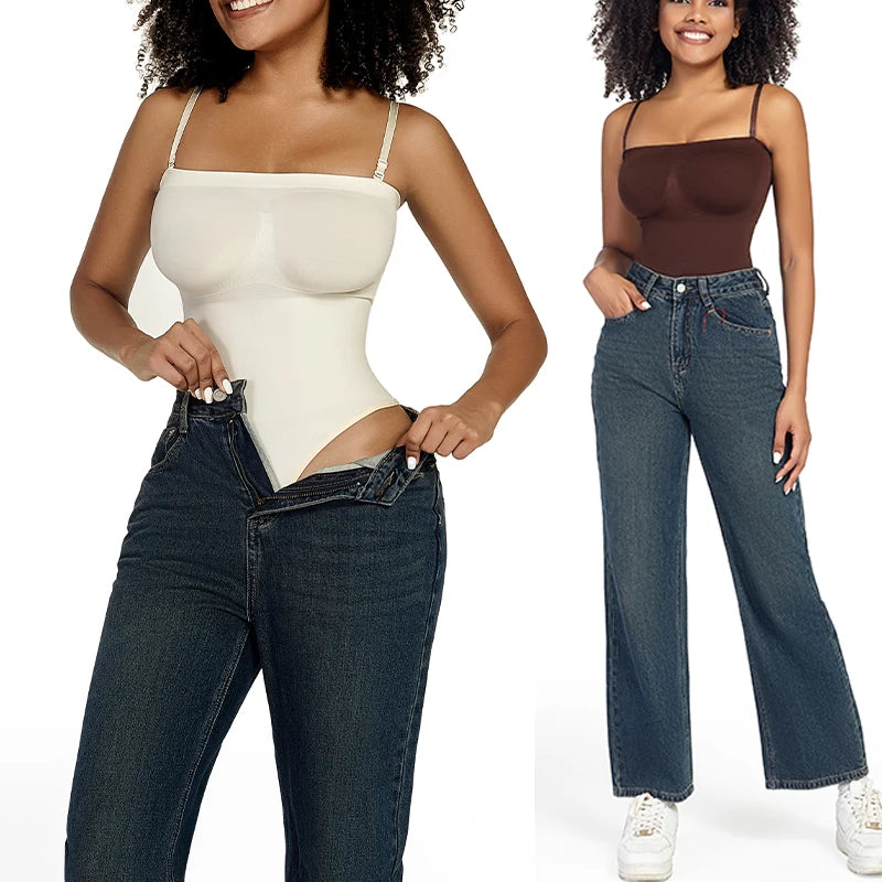 Body senza spalline donna perizoma Shapewear Tummy Control Body Shaper Off spalla top un pezzo vita Trainer intimo Skinny