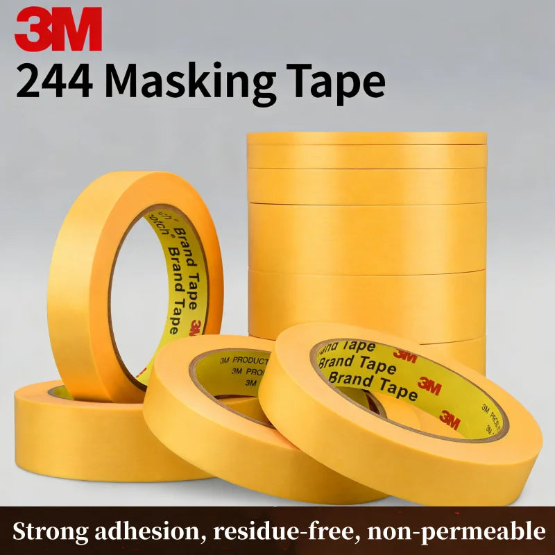 Nastro Adesivo 3M 244 Senza Tracce, Strappabile a Mano, per Verniciatura Auto, Modellismo, Arte, Studenti, Adesivo Monofacciale Resistente alle Alte Temperature