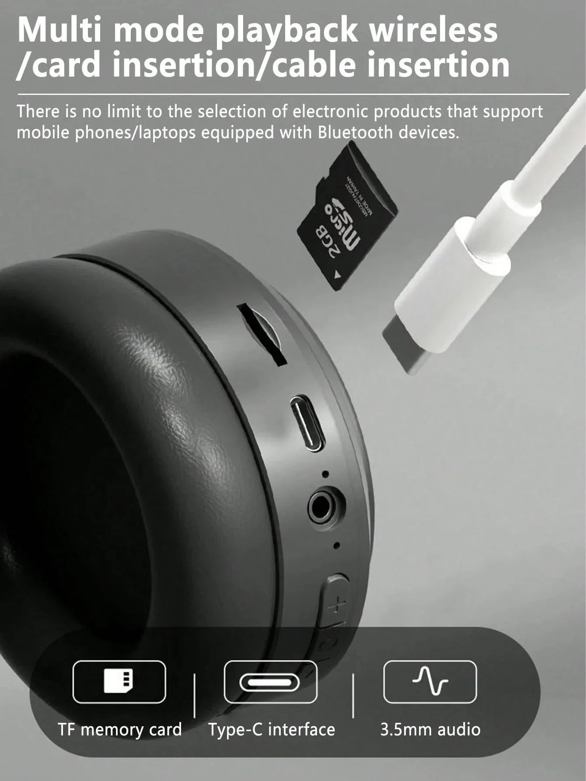 Auricolari Bluetooth wireless Lenovo Cuffie wireless pieghevoli per computer Cuffie da gioco con audio stereo Android e iOS