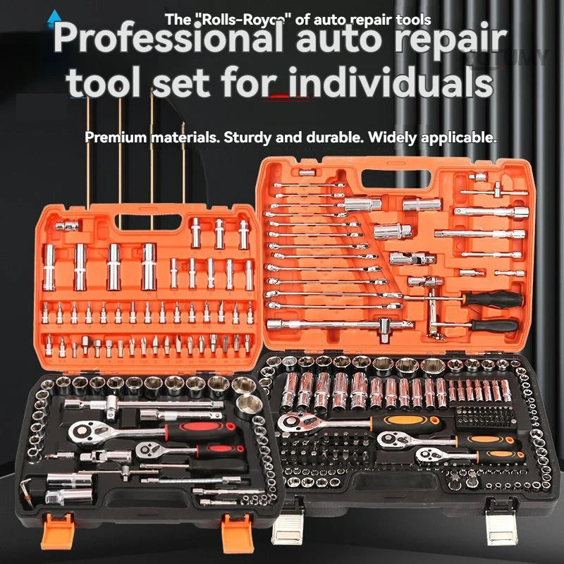 Set di chiavi a bussola da 108 pezzi, kit di chiavi a cricchetto da 1/4" 3/8" 1/2", set di attrezzi per riparazione auto e manutenzione domestica con custodia