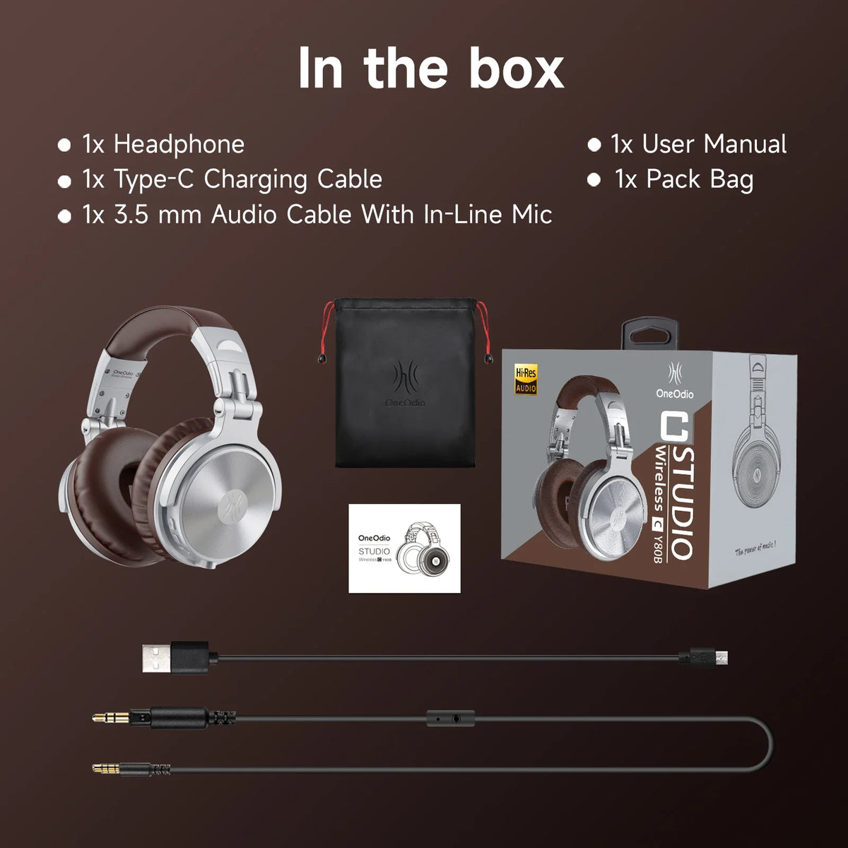 Oneodio Upgrade Pro C Cuffie wireless Bluetooth 5.2 Over Ear Type C Sport Auricolare Bluetooth con microfono Audio ad alta risoluzione 110 ore