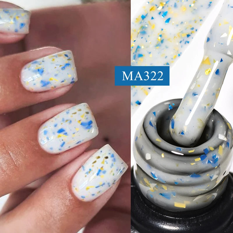 MEET ACROSS 7ml Gelatina Nuda Shimmer Base in gomma Gel Glitter Rosa Viola UV/LED Nail Art Vernis Gel Smalto per manicure Unghie FAI DA TE