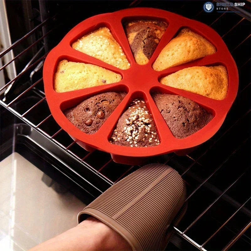 Set di stampi triangolari in silicone per torte - adatti a teglie da forno antiaderenti con 8 cavità, ideali per brownies, pancake, cupcake, ecc.