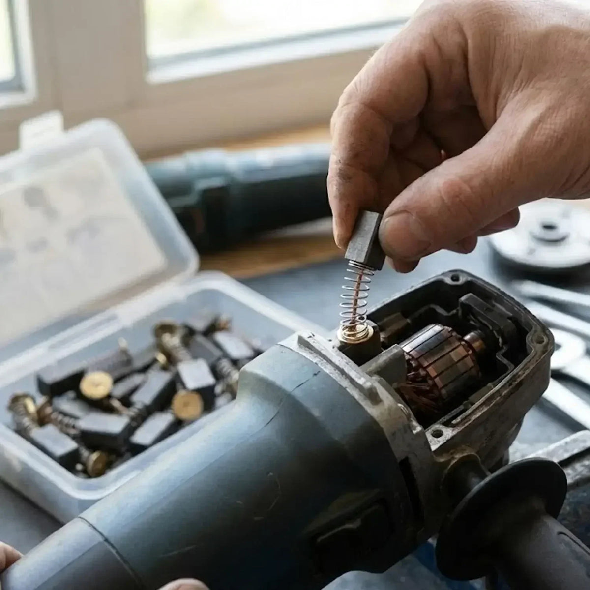 Kit di Sostituzione Spazzole di Carbone per Motore Elettrico, Riparazione Spazzole di Carbone per Utensili Elettrici come Motoseghe, Macchine da Taglio, Martelli e Smerigliatrici Angolari