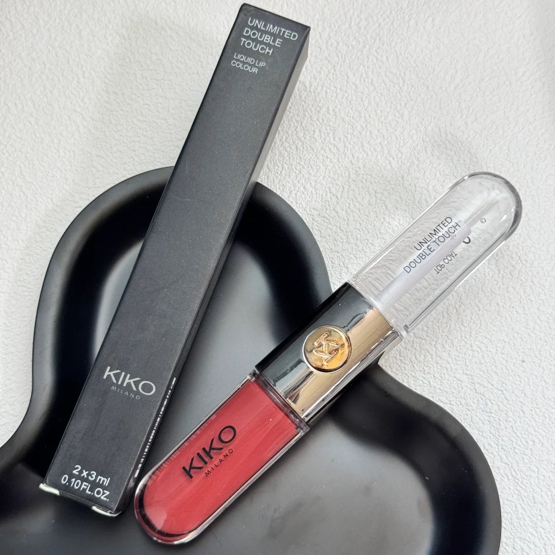 KIKO Milano Double Touch Lip Gloss 16 ore Effetto Specchio Non Sbiadisce Non Macchia Lunga Durata Blocco Colore Trucco Labbra Con Confezione