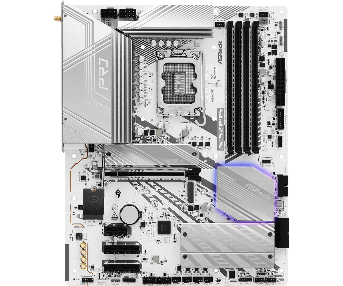 Scheda Madre ASROCK Z890 PRO RS WIFI BIANCA Intel Z890 LGA1851 Supporta CPU Ultra 7 270K Plus 5 250K Plus 7 265K DDR5 2.5G LAN ATX