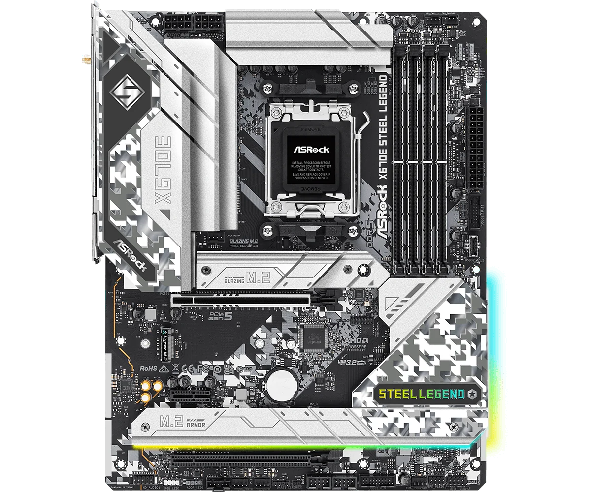 ASROCK X670E STEEL LEGEND X670 Scheda Madre AMD AM5 DDR5 Ryzen 7 7800X3D 9 7950X3D 7900X3D 5 7600X 9600X CPU PCIe 5.0 M.2 ATX