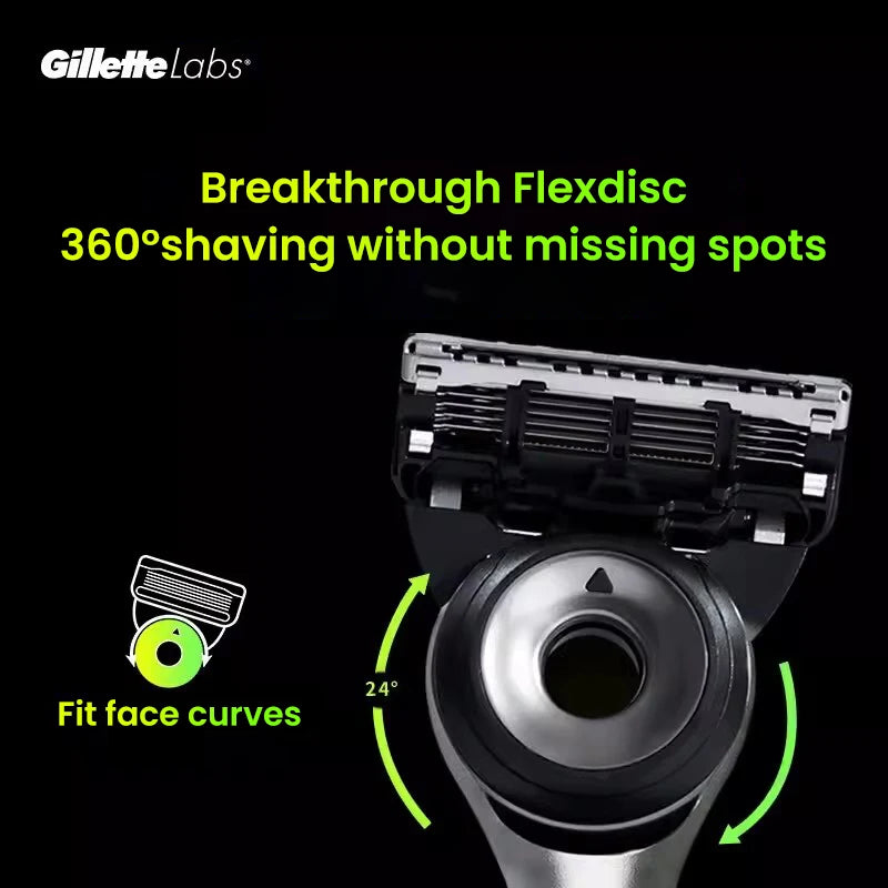 Gillette Labs Razor Aurora Series Flexdisc Rasoio da barba con lama a induzione a 5 strati per uomo con supporto
