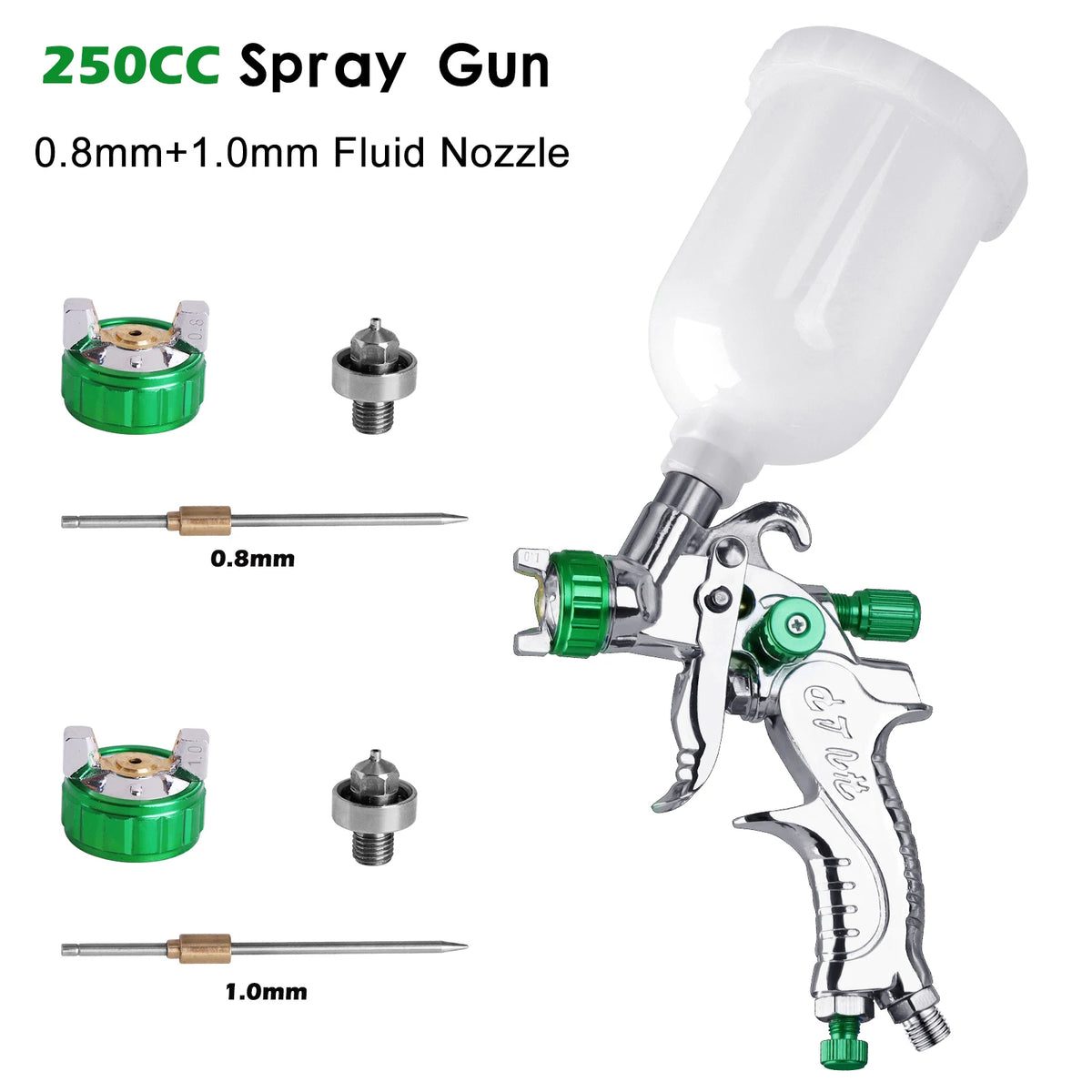 WENXING Pistola a spruzzo professionale HVLP 1.4 / 1.7 / 2.0mm Aerografo a gravità con ugello per verniciatura auto