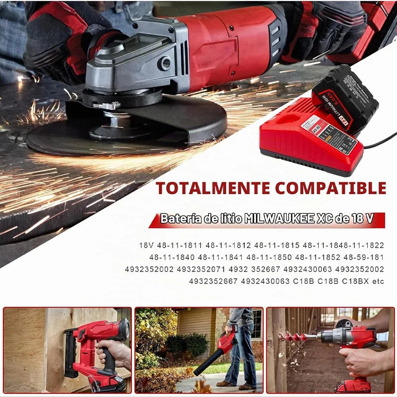 Caricabatterie multi-tensione Milwaukee M12-18FC, compatibile con M12 M18 48-11-1880, 48-11-2460, 48-59-1803, batteria Milwaukee a ricarica rapida