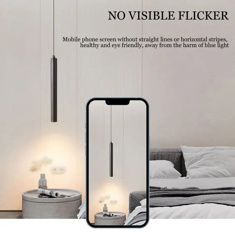 Lampade a sospensione a LED nere con cavo Decor per camera da letto TV Sfondo Lampade a sospensione sospese regolabili per sala da pranzo