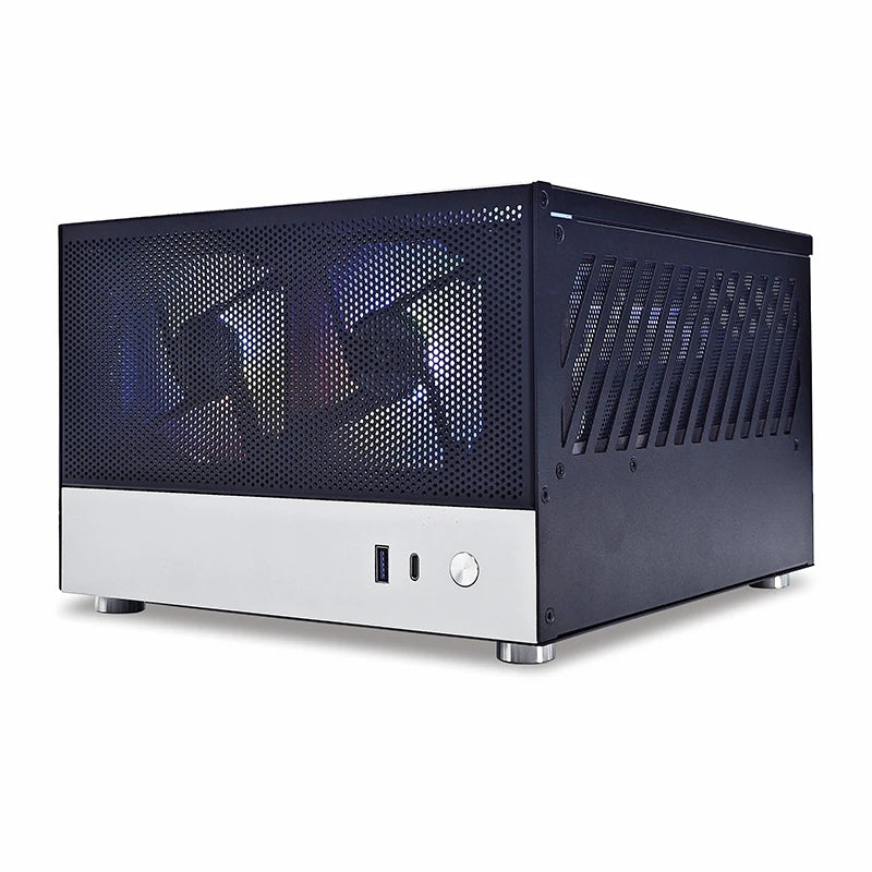 METALFISH T20 Mini ITX Custodia bianca 9L Supporto telaio PC compatto Flex PSU/240mm GPU/100mm Dispositivo di raffreddamento/180 Dispositivo di raffreddamento liquido