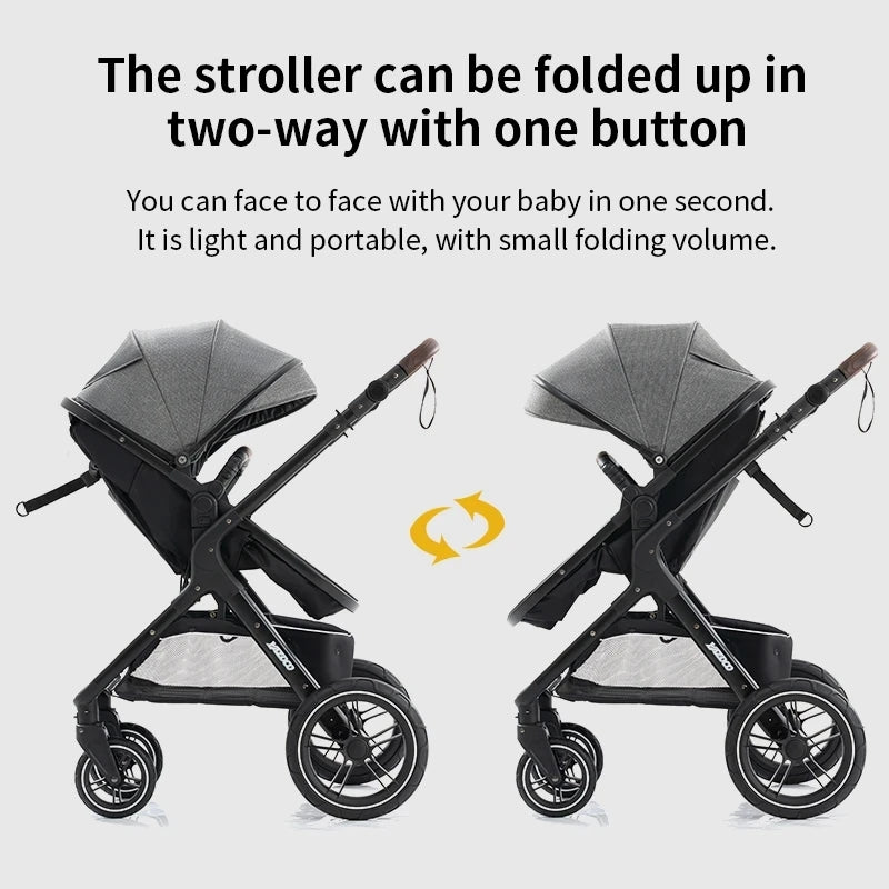 Nuovo passeggino di lusso 3 in 1 carrozzina da viaggio portatile pieghevole carrozzina alta paesaggio telaio in alluminio passeggino neonato
