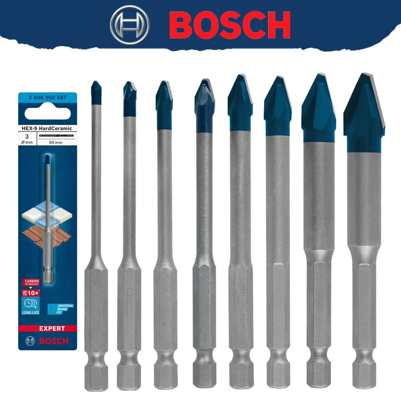 BOSCH EXPERT HEX-9 Punta da trapano in ceramica dura 10X Lunga durata Punta da trapano per pietra in materiale ad alta durezza 2608900590 2608900588