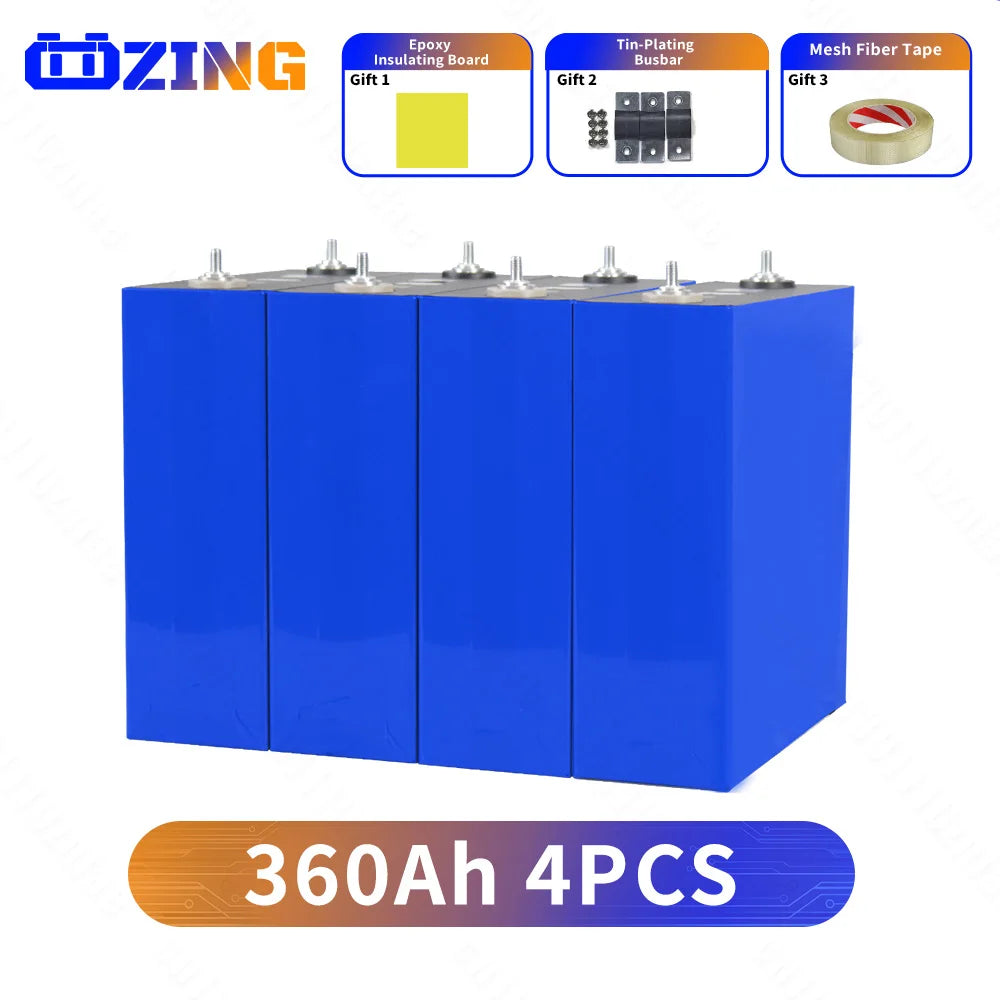 Magazzino UE 360Ah LiFePO4 Batteria 3.2V agli ioni di litio LFP Akku Cell FAI DA TE RV Barca Nave Carrelli da golf Energia solare Sistema di accumulo di energia domestica