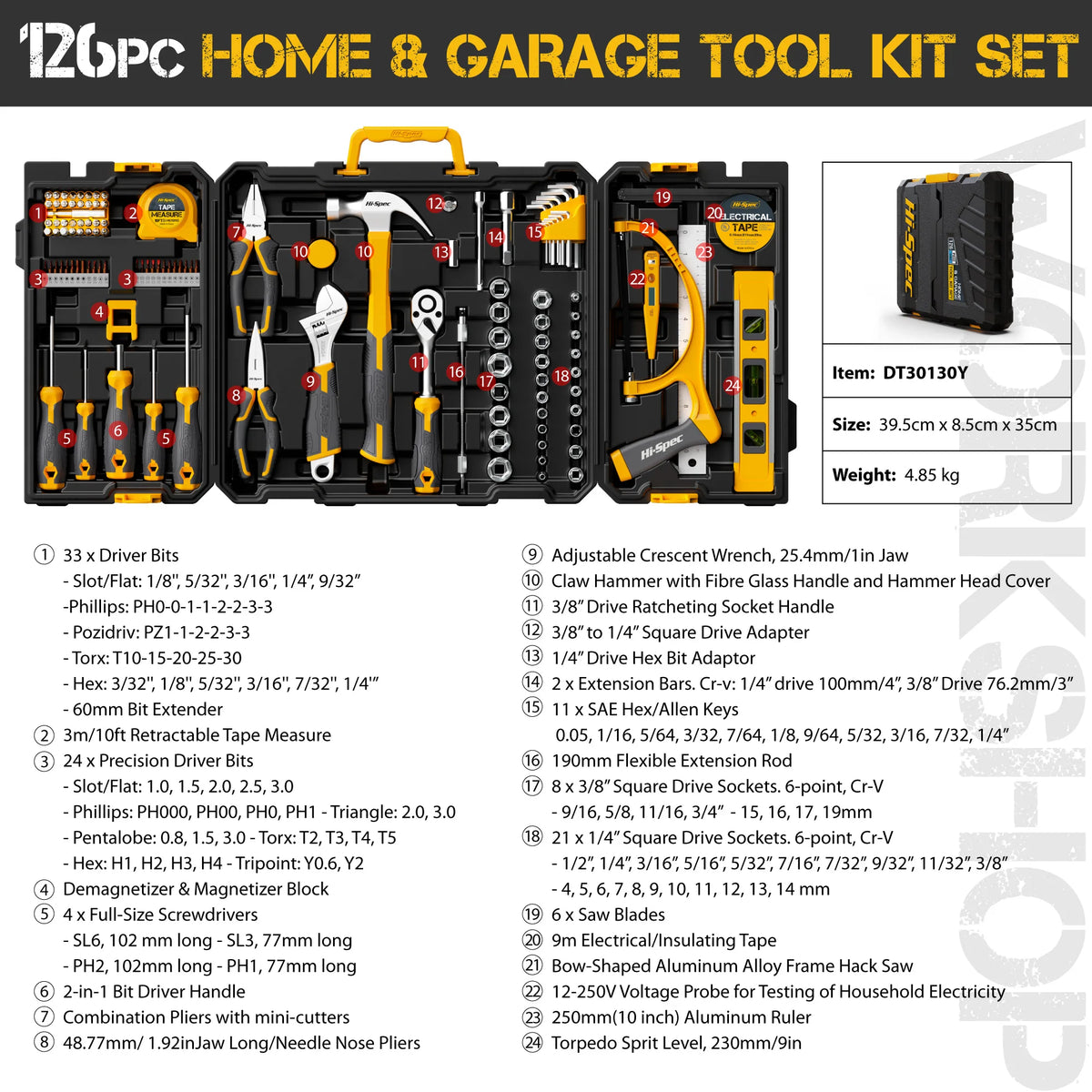 Kit di attrezzi per la riparazione auto di alta qualità, set di chiavi a bussola 1/2, 3/8, 1/4, set di utensili manuali per uso quotidiano, set di chiavi a bussola per riparazioni e manutenzione domestica, set di chiavi a cr
