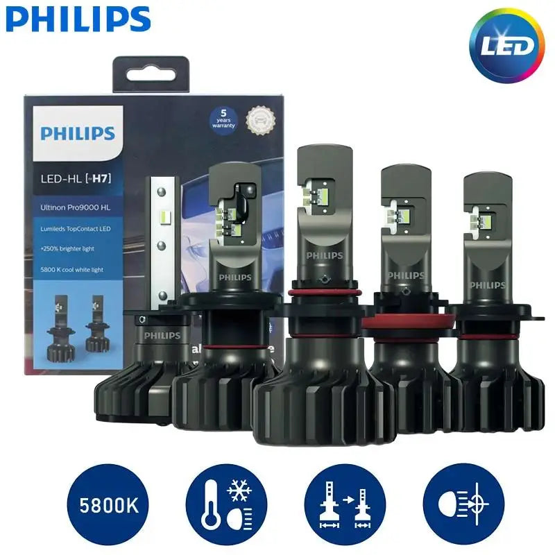 Philips Ultinon Pro9000 H1 H4 H7 LED H11 HB3 HB4 HIR2 faro Auto 9005 9006 9012 5800K bianco 250% lampade Auto a LED luminose