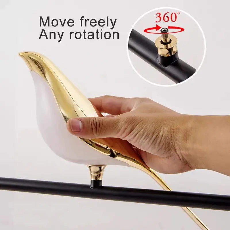 Lampade da Parete LED Girevoli a Forma di Uccello Magpie con Spina EU/US per Comodino, Camera da Letto, Lampade da Parete Nordiche, Applique per Cucina e Sala da Pranzo