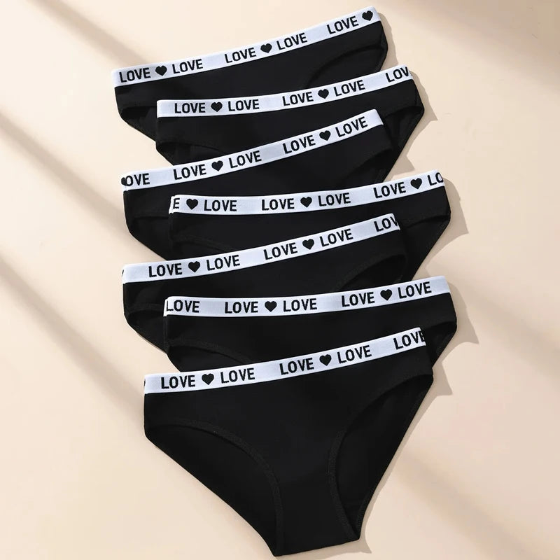 7 Pz/set Mutandine di Cotone da Donna Sexy Mutande a Righe Morbide Lettera Carina Slip per Ragazze Femminile Traspirante Stretch Lingerie XS-XL