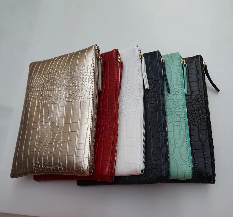 Borsa Clutch da Donna in Pelle PU Effetto Coccodrillo, Pochette da Sera a Busta, Nuova Collezione 2026, Borsa a Mano Femminile, Pochette da Donna