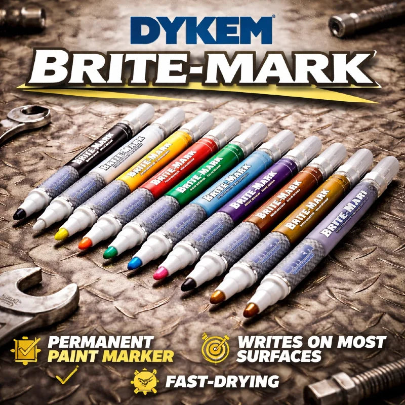 DYKEM BRITE-MARK Pennarello Permanente Medio, Penna Industriale a Rapida Asciugatura per Metallo, Plastica, Gomma, Vetro, Legno