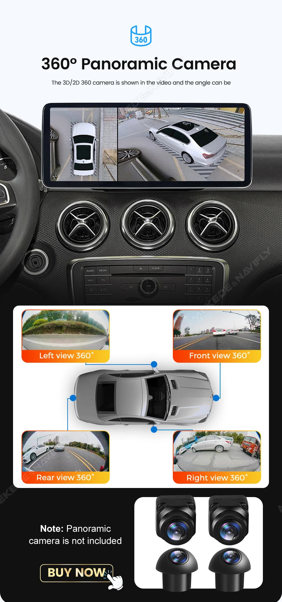 MEKEDE 10.25/12.3” QLED Snapdragon 4G Wireless CarPlay Auto per Mercedes Benz Classe C W205 S205 2014-2018 Lettore multimediale per auto