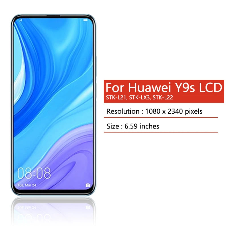 6.59 "Y9S Display Per Huawei Y9s STK-L21 L22 LX3 Display LCD Touch Screen Digitizer Per Huawei P Smart Pro 2019 LCD Con Telaio
