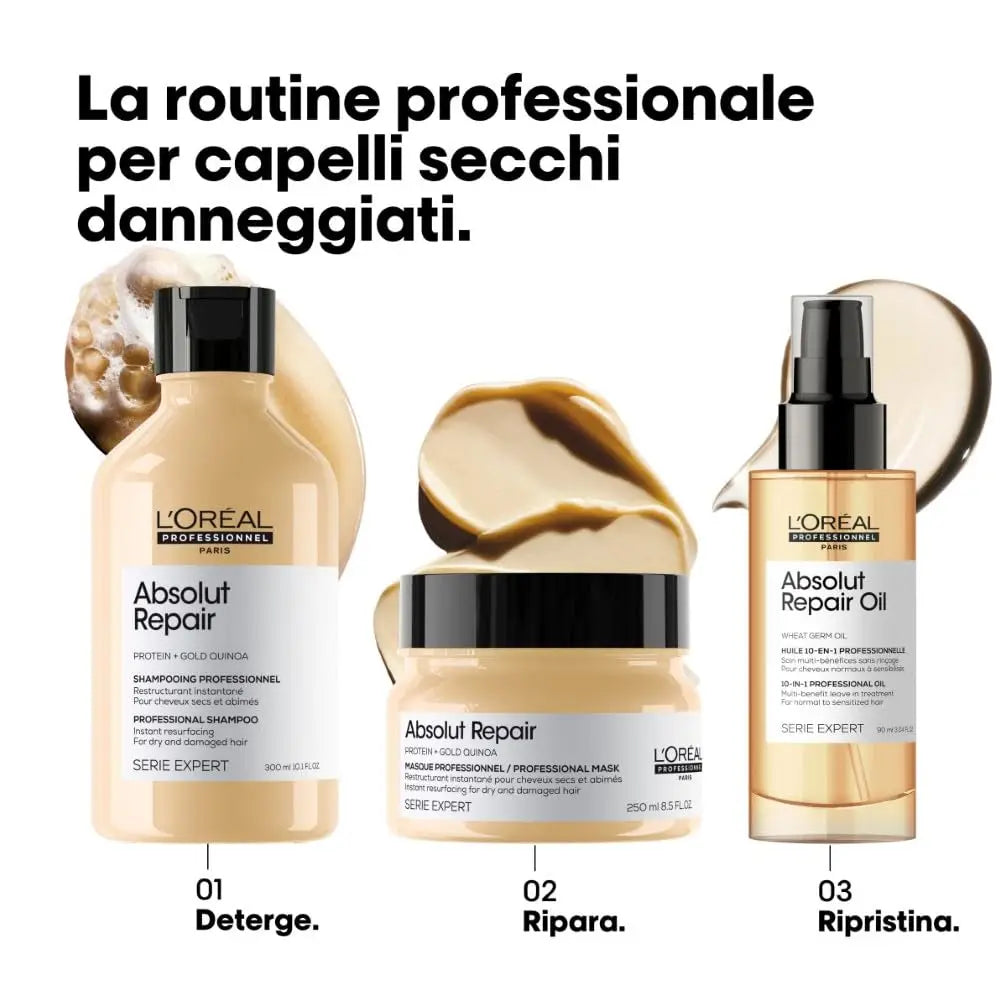 L'Oréal Professionnel Shampoo Professionale per Capelli Secchi e Danneggiati, Idratazione Istantanea e Nutrizione Profonda, Absolut Repair 500 ml / 1500 ml