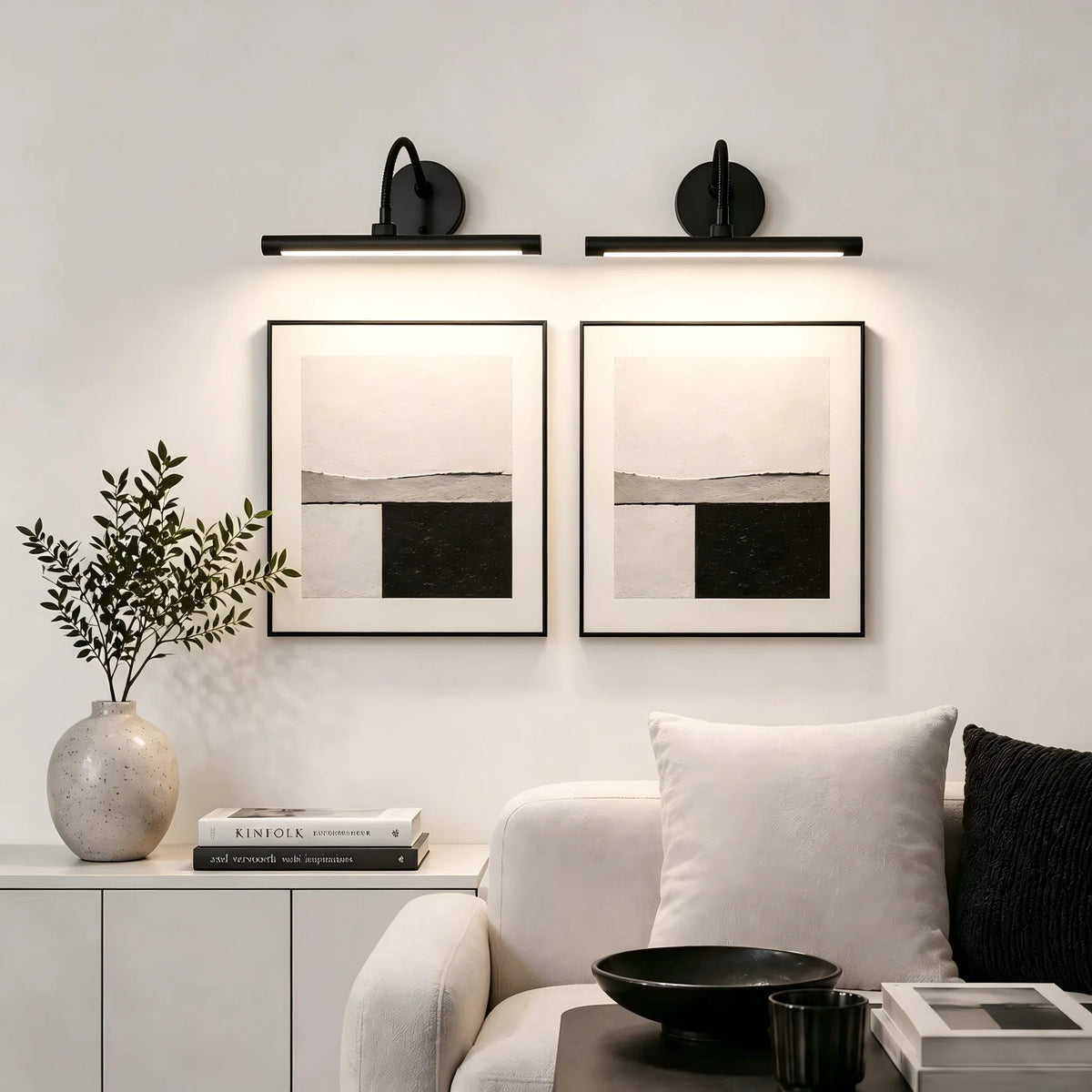 Lampada per Quadri da Parete Nera Ricaricabile Senza Fili con Telecomando, Luce LED Magnetica per Dipinti con Display a Colori