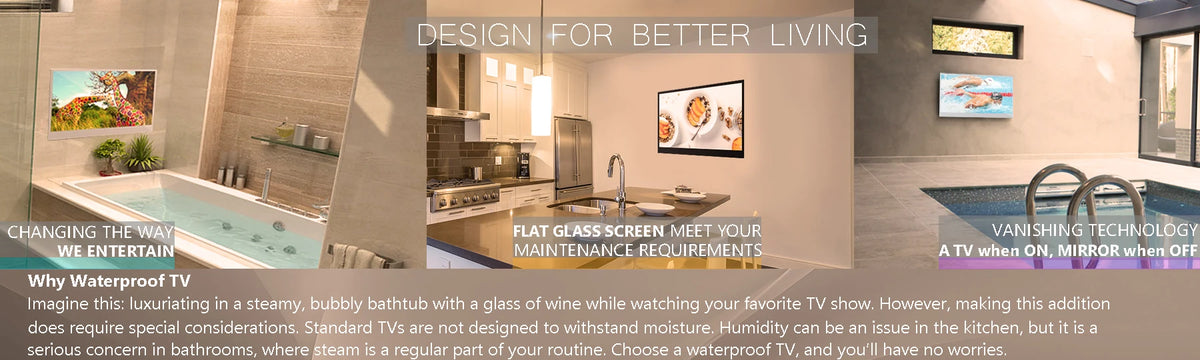 Souria Specchio Intelligente da 32 Pollici con Televisore Impermeabile per Bagno d'Hotel, Design di Lusso, Android, Sintonizzatore TV ATSC DVT-T, T2, C DTV