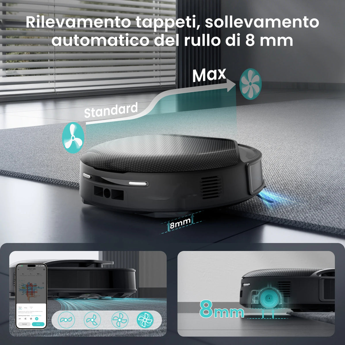 Lefant M5 Aspirapolvere Robot e Lavapavimenti Aspirazione 18000Pa Stazione di Svuotamento Automatico Rulli Autopulenti Navigazione Laser dToF Pulitore Pavimenti Intelligente