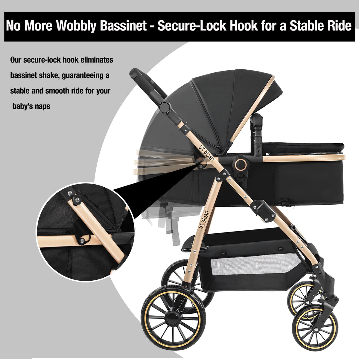Passeggino 3-in-1 Pieghevole per Neonati con Seggiolino Auto, Sistema da Viaggio Leggero, Sicuro e Stabile, Nuovo Carrozzino