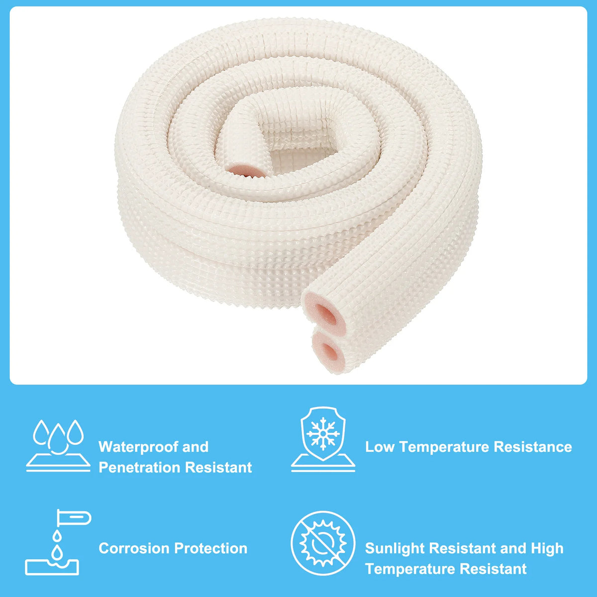 Tubo di schiuma isolante per tubi da 1/2/3 metri Tubo di schiuma per conservazione del calore Tubi per condizionatore d'aria Raccordi per mini set di linee di rame divise