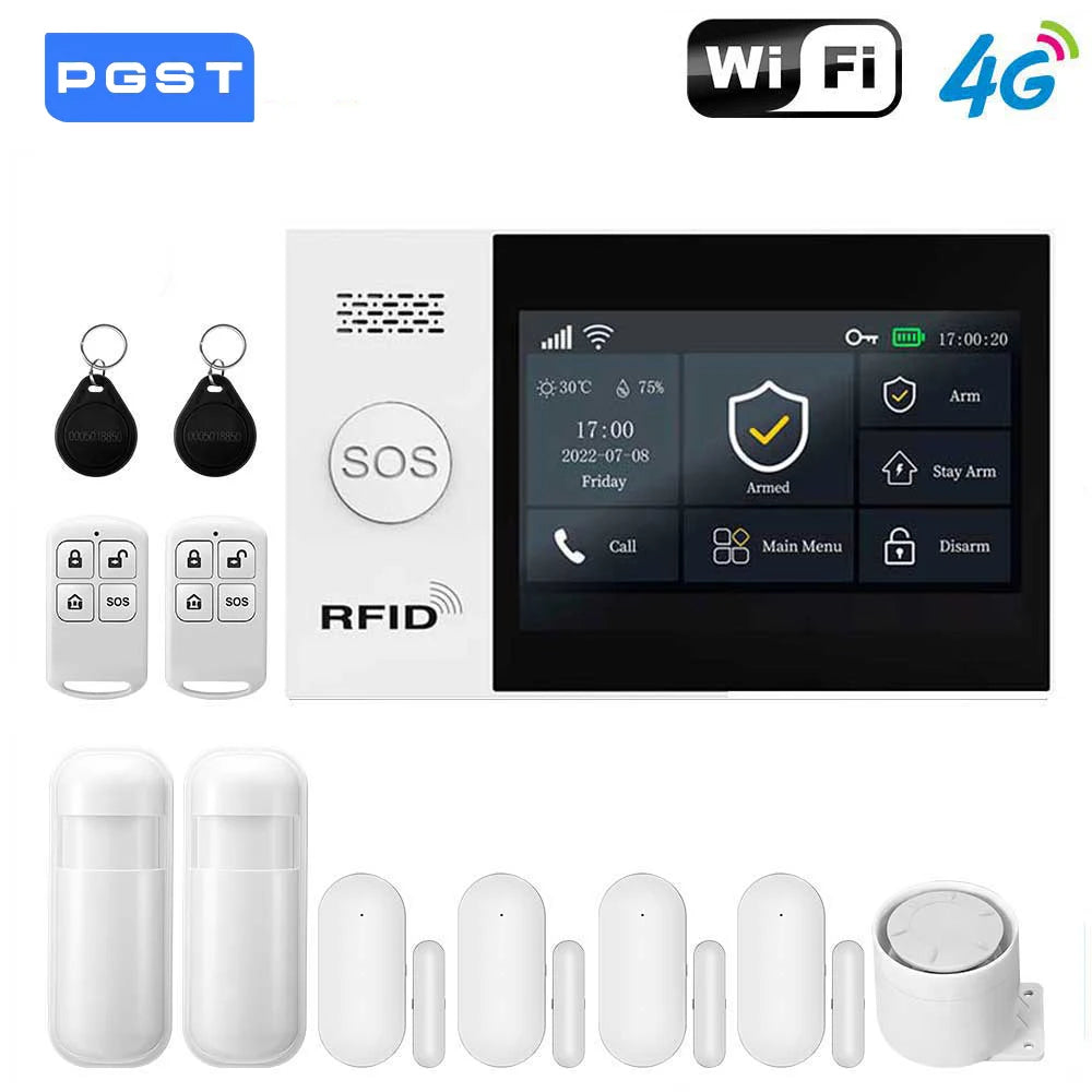 Sistema di allarme domestico wireless PGST, compatibile con Tuya, 4G/2G GSM WiFi, 433MHz, controllo da app, funziona con Alexa