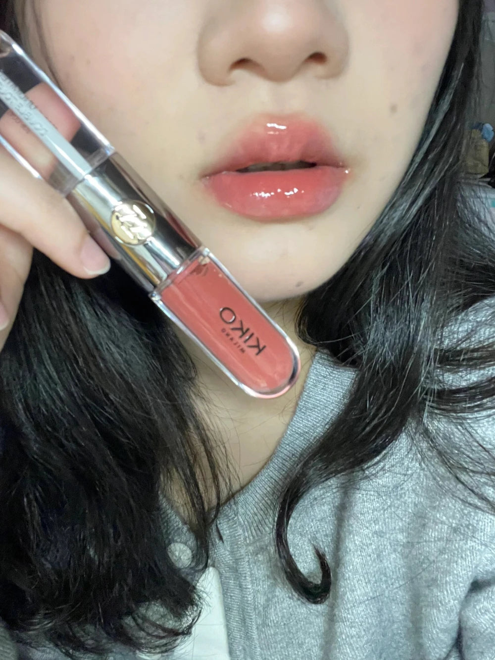 Rossetto KIKO Milano Double Touch 16 ore, non si trasferisce, a prova di sbavature, impermeabile, a prova di baci, lunga durata, fissaggio del colore, trucco liquido nude