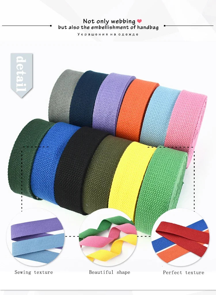 5 Metri 1.3mm 20-50mm Cotone Tessuti Nastro per Borsa Cinghia Zaino Etichetta Nastro Fascia Vestiti Bias Vincolante Accessori Per Cucire FAI DA TE