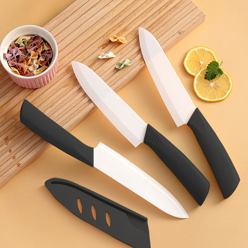 Coltello in ceramica da 3/4/5 pollici resistente all'ossidazione e senza ruggine, con custodia, portatile, per la preparazione di alimenti per neonati e bambini.
