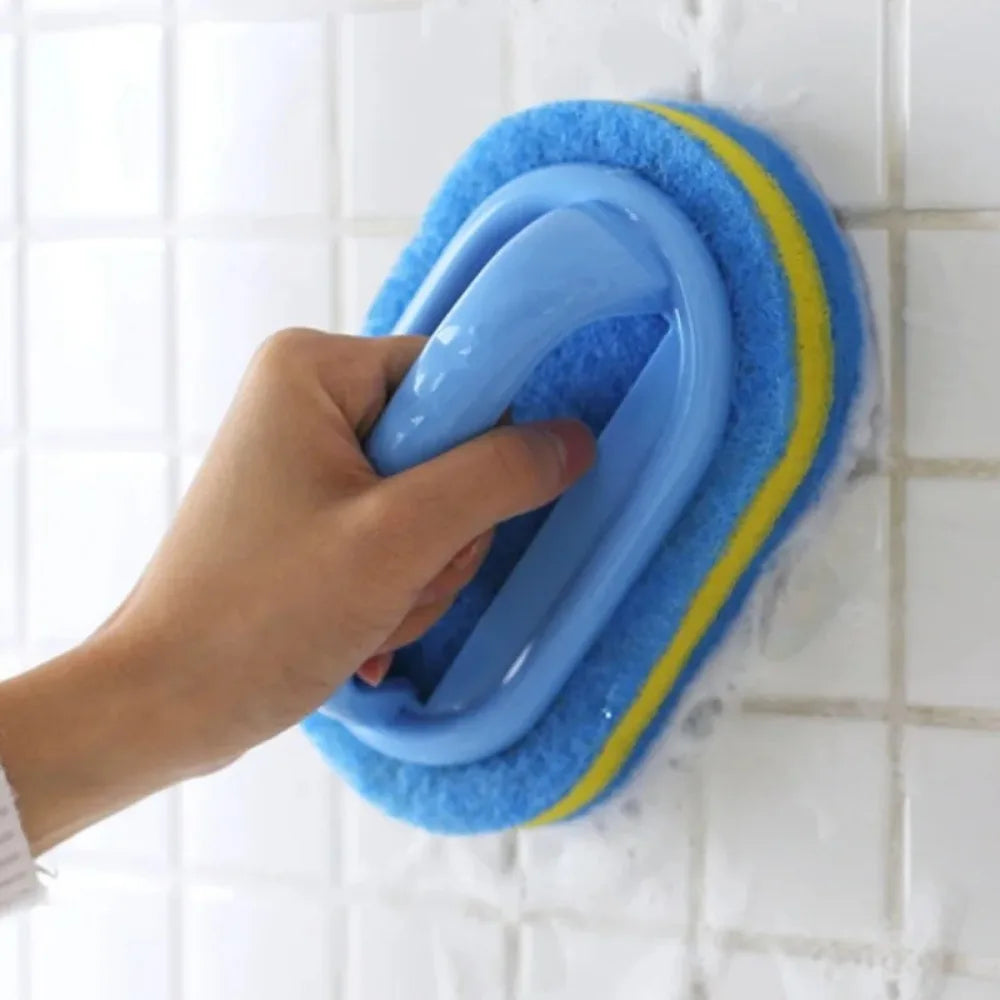 Spazzola per la pulizia della casa con manico, sapone per piatti, spugna abrasiva spessa per bagno, cucina e vasca da bagno, strumenti e accessori resistenti per la casa.