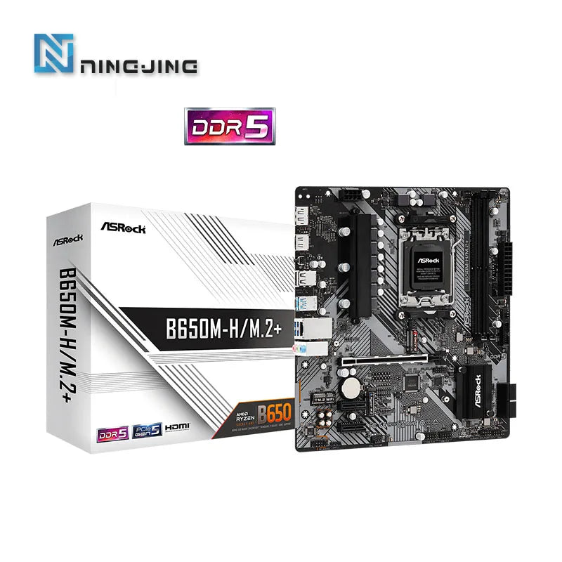 ASROCK B650M-H/M.2+ Nuova scheda madre, AM5, LGA 1718, AMD B650, Micro ATX, DDR5, PCIe 4.0 M.2, LAN, 6+1+1 Fasi di alimentazione