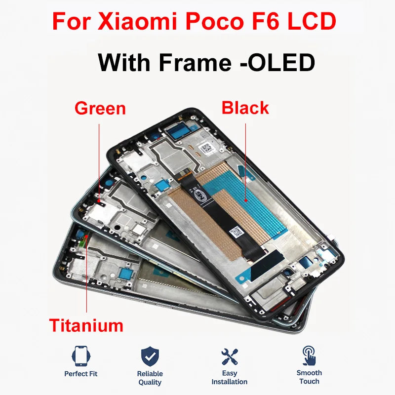Display OLED da 6,67" per Xiaomi Poco F6 LCD 24069PC21G, schermo touch e digitalizzatore per Poco F6 Pro LCD 23113RKC6G, ricambi di ricambio