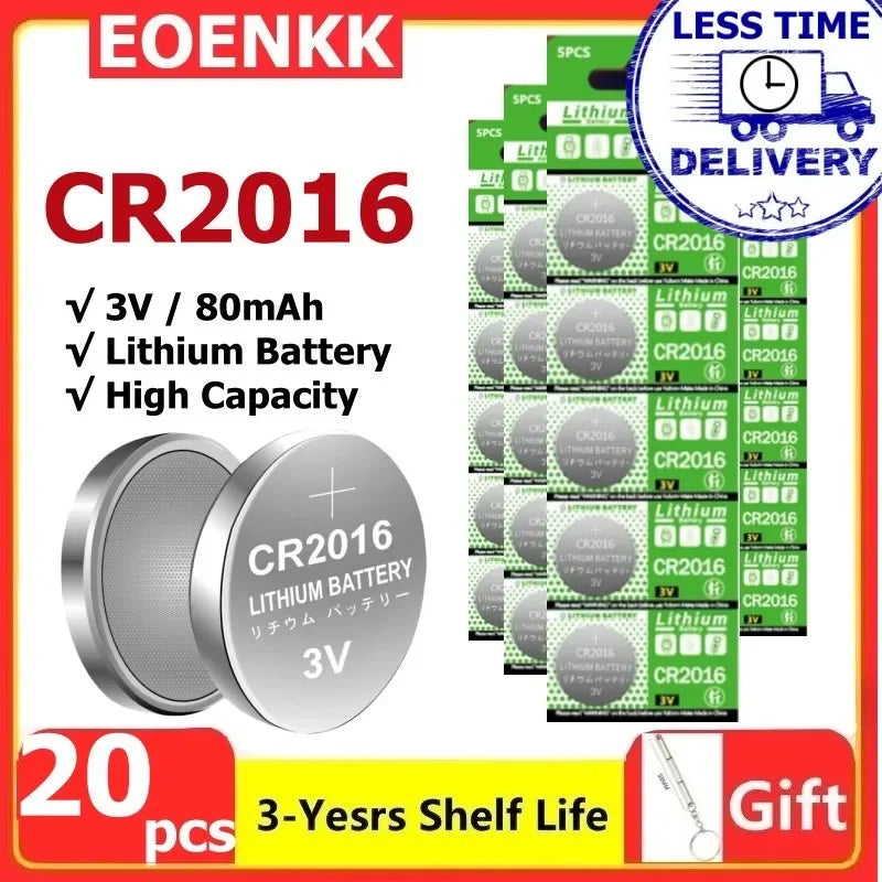 10-200 PZ LR2016 Batteria al litio ricaricabile 3 V sostituisce CR2016 LM2016 per orologio, calcolatrice, chiave dell'auto, pulsante a distanza, pila a bottone