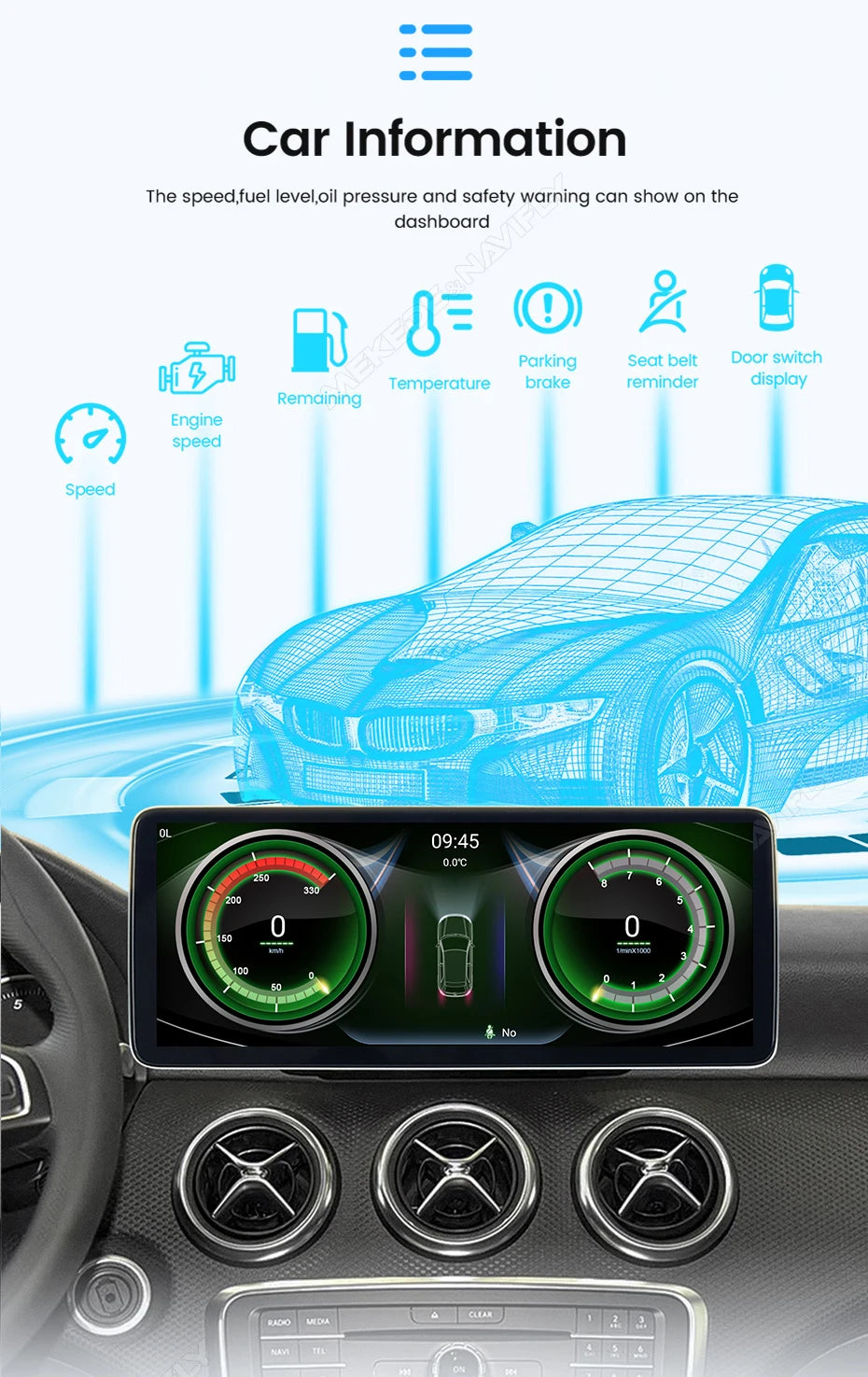 MEKEDE 10.25/12.3” QLED Snapdragon 4G Wireless CarPlay Auto per Mercedes Benz Classe C W205 S205 2014-2018 Lettore multimediale per auto