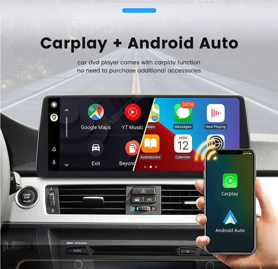 Mekede 10.25/12.3 pollici QLED Android 14 Snapdragon 128GB ROM CarPlay Wireless Auto Multimedia per BMW Serie 5 E60 E61 E62 E63 E64 Sistema CCC CIC Navigazione GPS Doppio BT 4G WiFi DSP