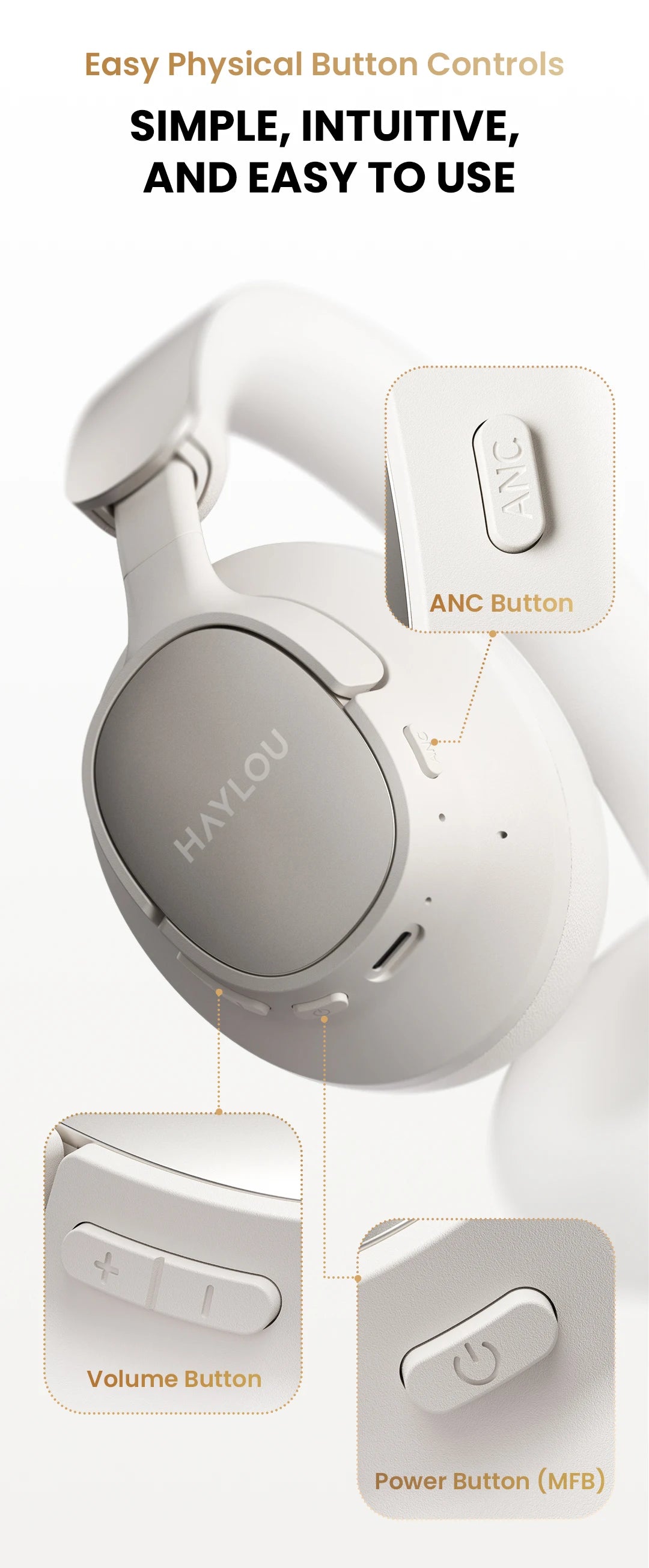 HAYLOU FlowLoop S33 Cuffie Wireless Over-Ear Bluetooth con Cancellazione Attiva del Rumore 45dB, Hi-Res LDAC, 100h di Autonomia