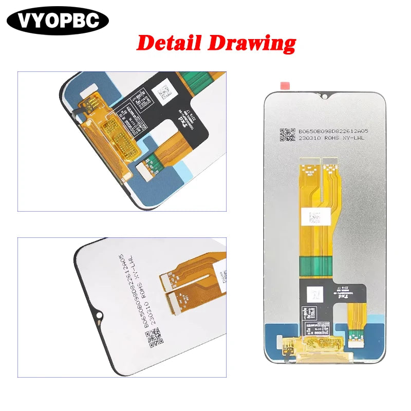 Display LCD da 6,5' per OPPO Realme C33 2023, digitalizzatore touchscreen completo con telaio di ricambio, parti di ricambio RMX3624 RMX3627